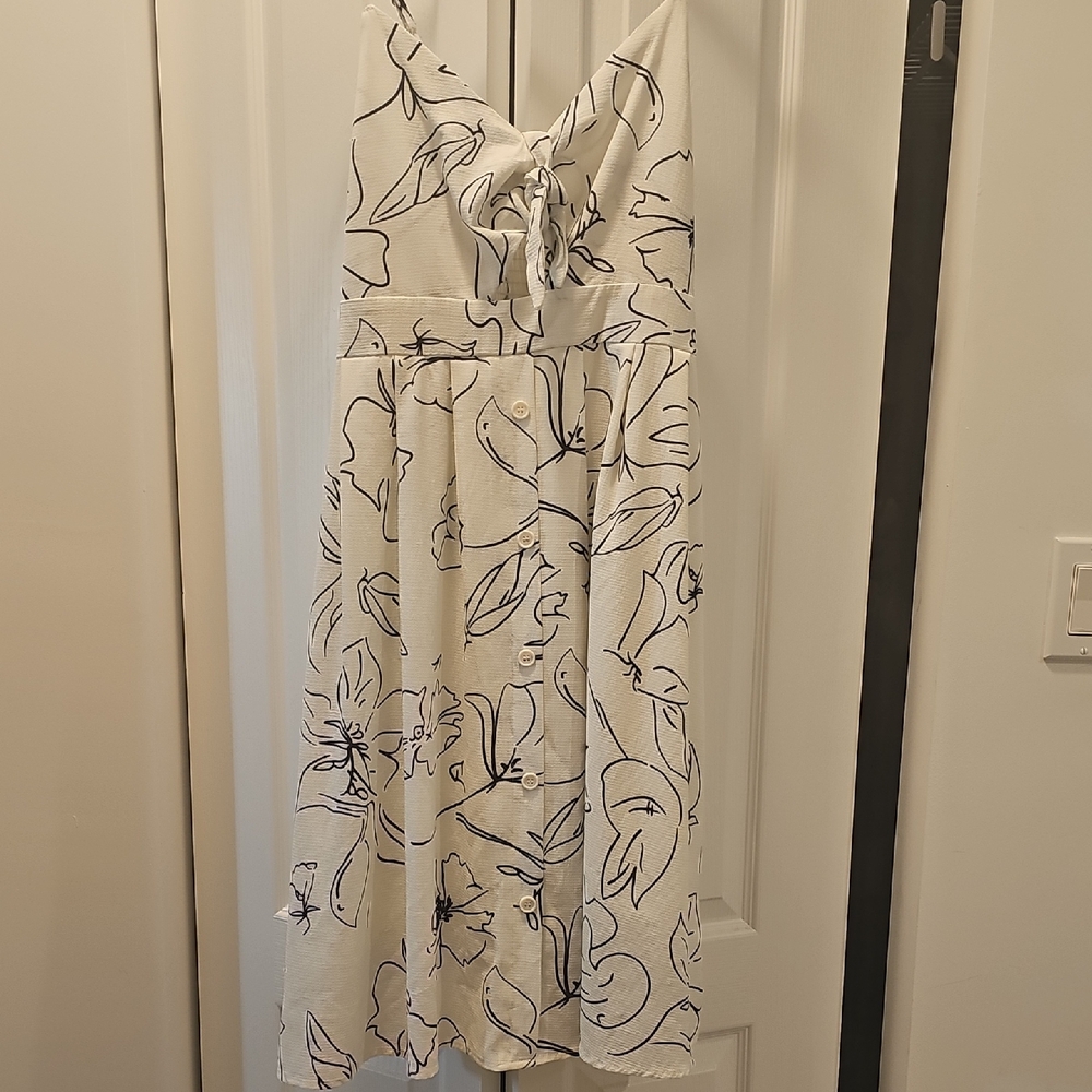 Floral White and Black Dress